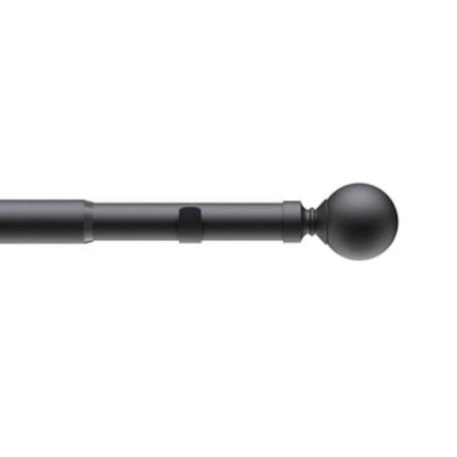 New Edge Blinds 22-25mm Ball End Metal Eyelet Extendable Curtain Pole Set in Black - Size: 120 cm - image 1