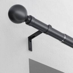New Edge Blinds 22-25mm Ball End Metal Eyelet Extendable Curtain Pole Set in Black - Size: 120 cm - thumbnail 2