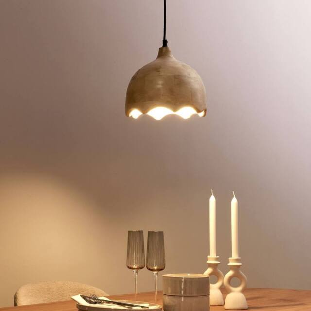 Wyld and Coco Pendant Lamp Brown Mango Wood Round Shade - image 1