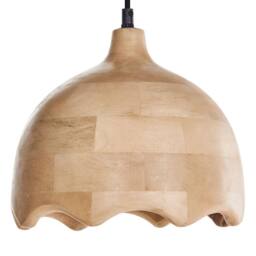 Wyld and Coco Pendant Lamp Brown Mango Wood Round Shade - thumbnail 5
