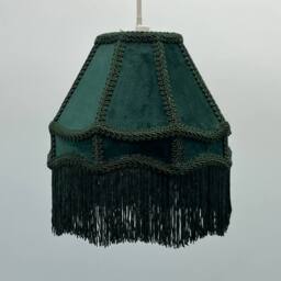 K LIVING Tassle 12inch Dark Green Traditional Shade with Tassels