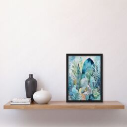 Artery8 Coastal Plants & Animals Folk Art Watercolour Painting Artwork Framed Wall Art Print A4 in Black - thumbnail 2