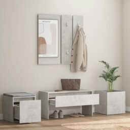 Berkfield Home Hallway Furniture Set Concrete Grey Engineered Wood - thumbnail 3