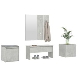 Berkfield Home Hallway Furniture Set Concrete Grey Engineered Wood - thumbnail 4