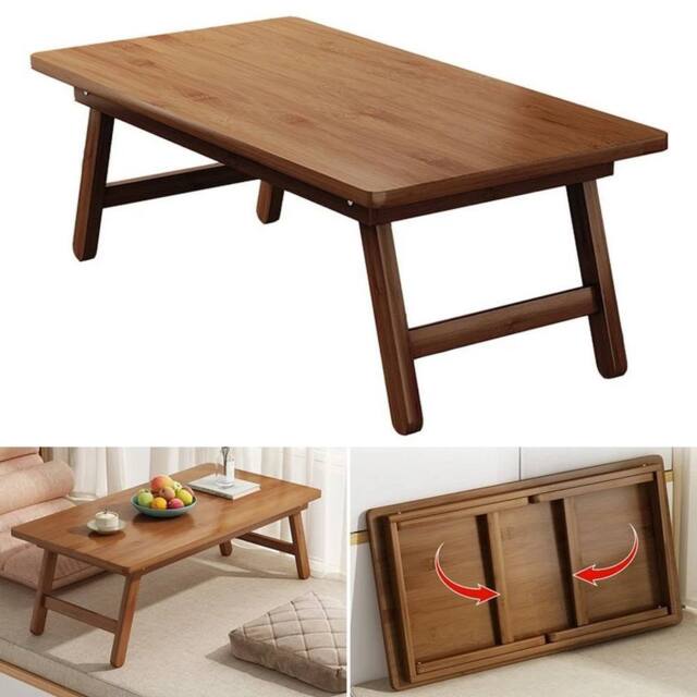 EONLION Small-34.3x57x22.3cm Bamboo Folding Coffee Tea Table in Brown - Size: 100 cm - image 1