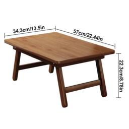 EONLION Small-34.3x57x22.3cm Bamboo Folding Coffee Tea Table in Brown - Size: 100 cm - thumbnail 2