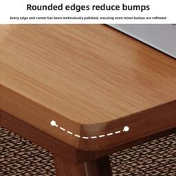 EONLION Small-34.3x57x22.3cm Bamboo Folding Coffee Tea Table in Brown - Size: 100 cm - thumbnail 5