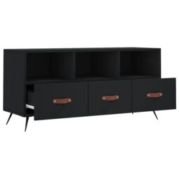 Berkfield Home TV Cabinet Black 102x36x50 cm Engineered Wood - Size: 102 x 36 x 50 cm - thumbnail 6