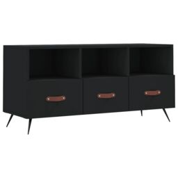 Berkfield Home TV Cabinet Black 102x36x50 cm Engineered Wood - Size: 102 x 36 x 50 cm - thumbnail 2