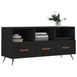 Berkfield Home TV Cabinet Black 102x36x50 cm Engineered Wood - Size: 102 x 36 x 50 cm - thumbnail 3