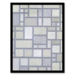 Artery8 Abstract Composition with Gray lines Mondrian Framed Wall Art Print in Grey - Size: A4 - thumbnail 1
