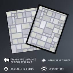Artery8 Abstract Composition with Gray lines Mondrian Framed Wall Art Print in Grey - Size: A4 - thumbnail 2