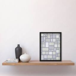 Artery8 Abstract Composition with Gray lines Mondrian Framed Wall Art Print in Grey - Size: A4 - thumbnail 4