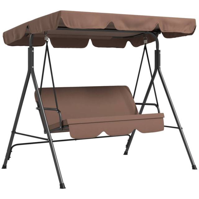 Matteo Brown 3 Seater Outdoor Garden Swing Chair with Adjustable Canopy