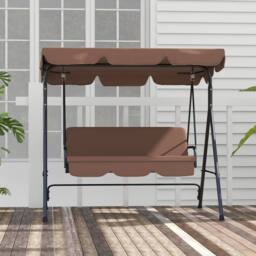 Matteo Brown 3 Seater Outdoor Garden Swing Chair with Adjustable Canopy - thumbnail 7