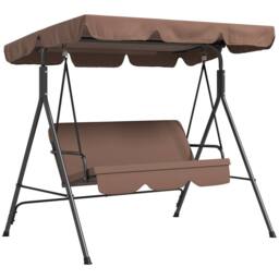Matteo Brown 3 Seater Outdoor Garden Swing Chair with Adjustable Canopy - thumbnail 1