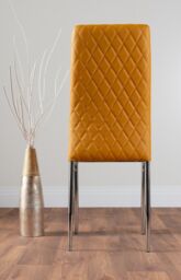 FurnitureboxUK Carson White Marble Effect Dining Table & 4 Milan Chrome Leg Chairs in Mustard - thumbnail 6