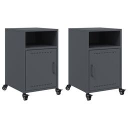 Berkfield Home Stylish Bedside Cabinets 2 pcs Anthracite 36x39x59 cm Steel in Dark Grey - Size: 36 x 39 x 59 cm - thumbnail 3