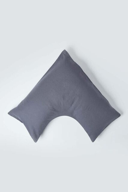 Homescapes Linen V Shaped Pillowcase in Dark Grey - image 1