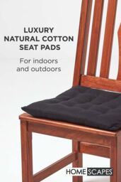 Homescapes 6 Pack Seat Pads Luxury 100% Cotton Indoor Outdoor Garden Cushion, 40cm in Black - Size: 40 cm x 40 cm - thumbnail 2