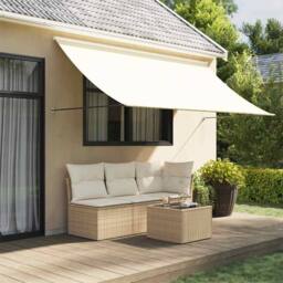 Berkfield Home Retractable Awning Cream 300x150 cm Fabric & Steel - thumbnail 2