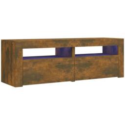 Berkfield Home TV Cabinet with LED Lights Smoked Oak 120x35x40 cm in Brown - Size: 120 x 35 x 40 cm - thumbnail 2