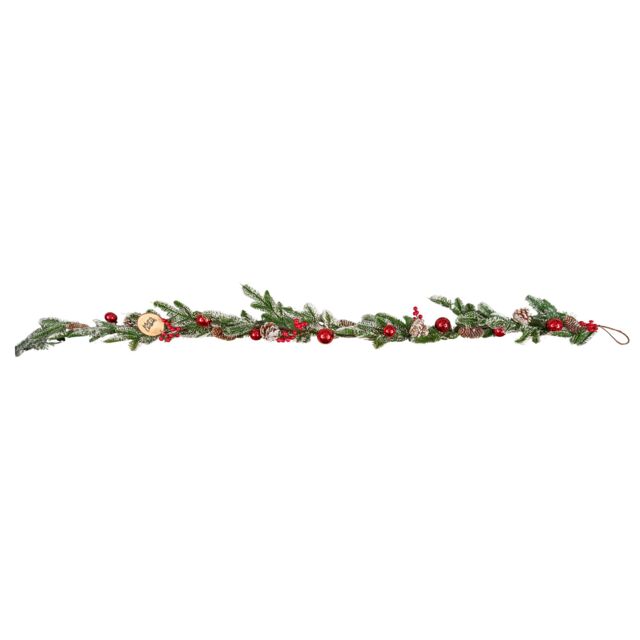 Samuel Alexander 1.9m Frosted Pinecone Garland with Red Berries & Baubles - image 1