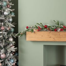 Samuel Alexander 1.9m Frosted Pinecone Garland with Red Berries & Baubles - thumbnail 3