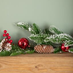 Samuel Alexander 1.9m Frosted Pinecone Garland with Red Berries & Baubles - thumbnail 8