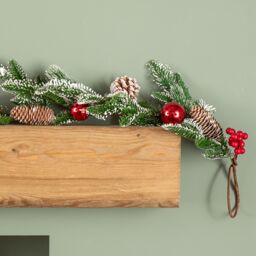 Samuel Alexander 1.9m Frosted Pinecone Garland with Red Berries & Baubles - thumbnail 4