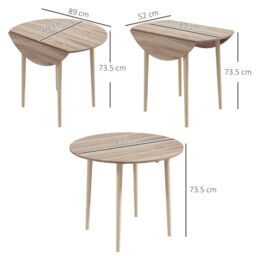 HOMCOM Folding Dining Table for 4, Round Drop Leaf Table, Modern Space Saving Small Kitchen Table with Wood Legs for Dining Room in Natural - thumbnail 3