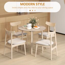 HOMCOM Folding Dining Table for 4, Round Drop Leaf Table, Modern Space Saving Small Kitchen Table with Wood Legs for Dining Room in Natural - thumbnail 6