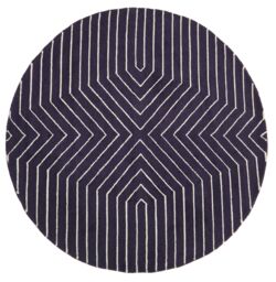 Orsina Round Blue & White Rug, Hand Tufted Wool Rug With Geometric Pattern, Contemporary Area Rug For Dining Room - Size: 100 cm diameter - thumbnail 1