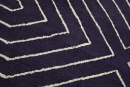 Orsina Round Blue & White Rug, Hand Tufted Wool Rug With Geometric Pattern, Contemporary Area Rug For Dining Room - Size: 100 cm diameter - thumbnail 6