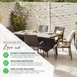 FurnitureboxUK Antigua 6 Seater Rattan Outdoor Garden Dining Set, PE Rattan, 6 Seat Garden Table & Chair Set, Weather Resistant in Brown - thumbnail 7