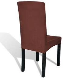 Berkfield Home Straight Stretchable Chair Cover 4 pcs Brown - thumbnail 4
