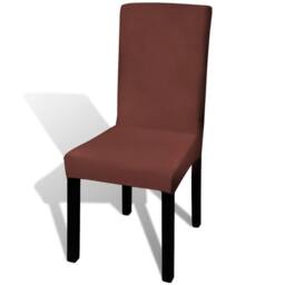 Berkfield Home Straight Stretchable Chair Cover 4 pcs Brown - thumbnail 3