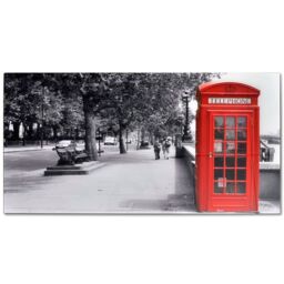 Berkfield Home Coffee Table with Telephone Booth Printing Glass Top - thumbnail 2