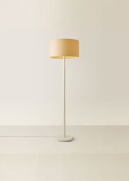 ValueLights Charlie White Single Stem Floor Lamp with Fabric Drum Lamp Shade & LED Bulb in Natural - thumbnail 2