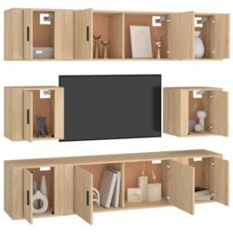 Berkfield Home Classic 8 Piece TV Cabinet Set Sonoma Oak Engineered Wood in Light Tan - thumbnail 1