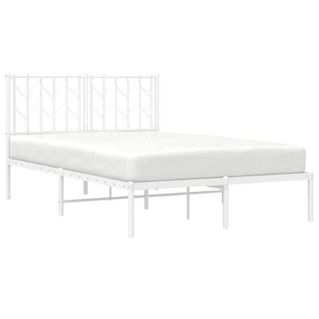 Berkfield Home Metal Bed Frame without Mattress with Headboard White 120x190cm - Size: 120x190 cm - image 1