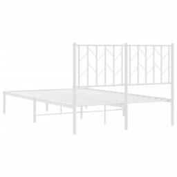 Berkfield Home Metal Bed Frame without Mattress with Headboard White 120x190cm - Size: 120x190 cm - thumbnail 7