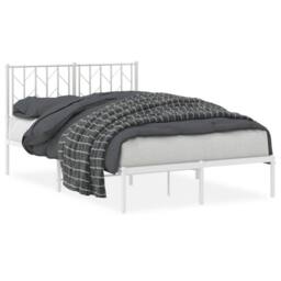 Berkfield Home Metal Bed Frame without Mattress with Headboard White 120x190cm - Size: 120x190 cm - thumbnail 3