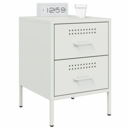 Berkfield Home Bedside Cabinet White 36x39x50.5 cm Steel - thumbnail 4