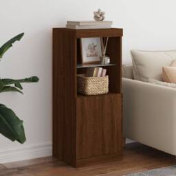 Berkfield Home Sideboard with LED Lights Brown Oak 41x37x100 cm - Size: 41 x 37 x 100 cm - thumbnail 2