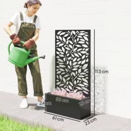 OUTSUNNY Metal Raised Garden Bed with Trellis, Outdoor Elevated Planter Box in Black - thumbnail 3