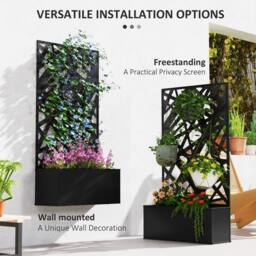 OUTSUNNY Metal Raised Garden Bed with Trellis, Outdoor Elevated Planter Box in Black - thumbnail 5