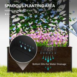 OUTSUNNY Metal Raised Garden Bed with Trellis, Outdoor Elevated Planter Box in Black - thumbnail 4