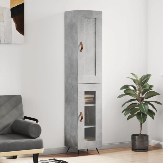 Berkfield Home Highboard Concrete Grey 34.5x34x180 cm Engineered Wood - image 1