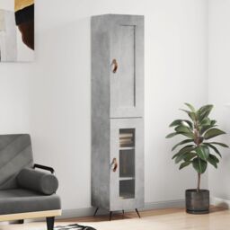 Berkfield Home Highboard Concrete Grey 34.5x34x180 cm Engineered Wood - thumbnail 1